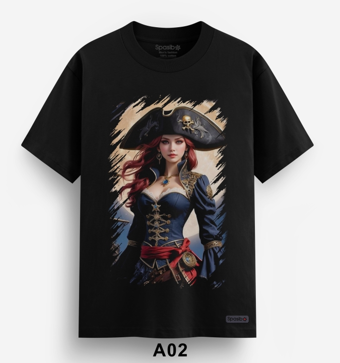 Áo Phông Nam Cao Cấp  In hình cô gái cướp biển