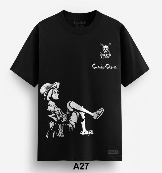 Áo Phông Mũ rơm ngồi 1 màu Monkey D luffy