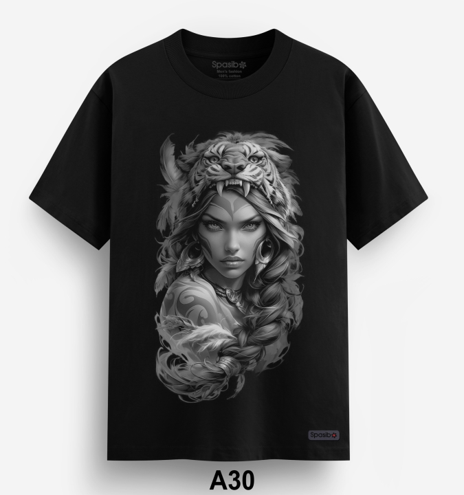 Áo Phông Nam Cao Cấp Cô gái 3D đầu hổ