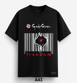 Áo Phông Nam Cao Cấp Chữ Freedom kẻ sọc , mã vạch