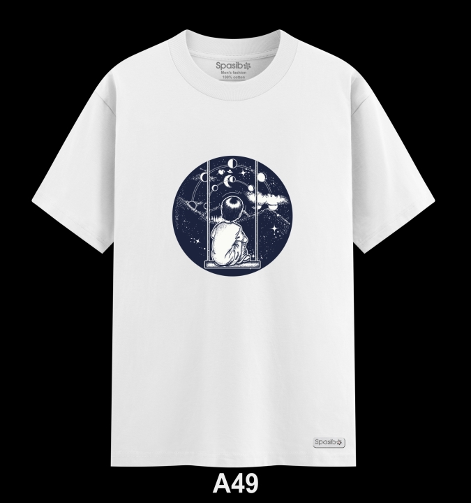 Áo Phông Nam Cao Cấp Hình em bé quay lưng, ngắm hành tinh