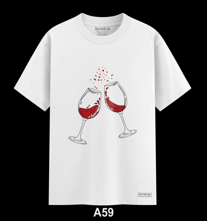 Áo Phông Nam Cao Cấp  in Hai ly chụm vào nhau, rượu vang đỏ
