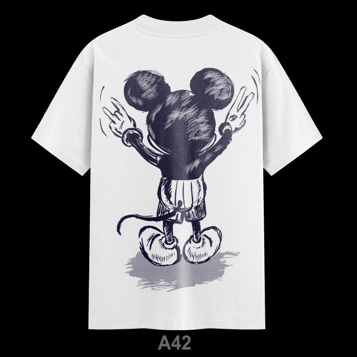 Áo Phông Nam Cao Cấp  Usual suspect ngực, Mickey quay lưng,  in lưng